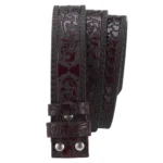 TrailFlora™ 3.8cm Vintage Embossed Split Leather Belt Strap – No-Buckle Floral Design for Men & Women 4