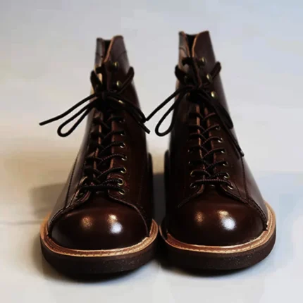 Genuine Cow Leather Vintage Leather Motorcycle Boots | Handmade Winter Work Ankle Boots 1