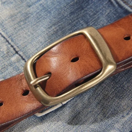 TitanCraft™ 3.3cm Vintage Handmade Cowhide Belt – 100% Genuine Leather with Retro Copper Buckle 2