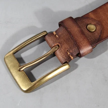 IronHeritage™ Vintage Handmade Cowhide Belt for Men – 3.8cm Retro Copper Buckle Cinturón Gótico for Jeans & Casual Wear 2