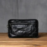 HeritWave™ Vintage Genuine Leather Zip Wallet – Timeless Unisex Cowhide Clutch with Phone Pocket & Wrist Wrap 17