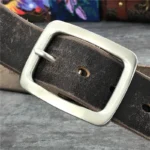 SteelBuck™ 3.8cm Men’s Genuine First-Layer Cowhide Belt with Stainless Steel Buckle – Luxury Thick Leather Strap 2