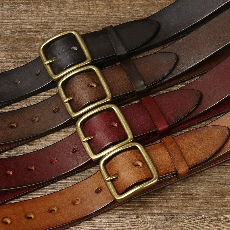 IronStitch™ 3.8cm Wide Vintage Leather Belt for Men – 100% Genuine Cowhide with Copper Pin Buckle 5