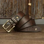 Ultimate 3.8cm LuxeCinch™ Pure Cowhide Leather Belt – Brass Pin Buckle 5