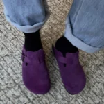 VelviStep™ Retro Purple Thick-Soled Suede Mules – Women's Closed-Toe Plush Lined Slip-On Slippers for Indoor & Outdoor Wear 3