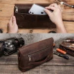 Luxury Unisex Genuine Leather CaféPort™ Vintage Cowhide Tech Clutch 2