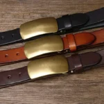 RegalEdge™ 3.3cm Premium Cowskin Leather Belt – Luxury Men’s Smooth Brass Buckle Strap 4