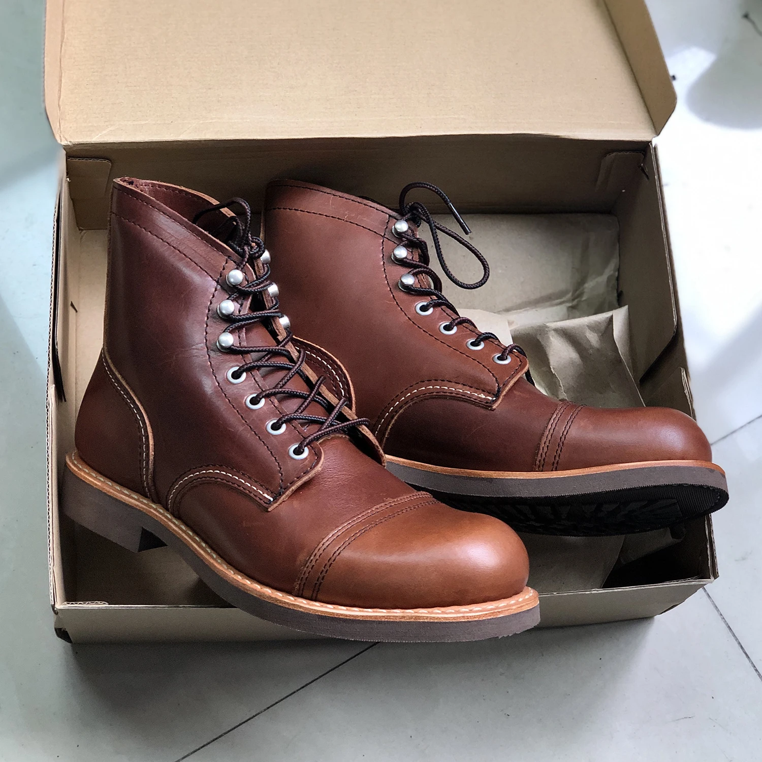 Genuine Leather 8111 Red Punk Heritage Boots – Handmade Cowhide Motorcycle Boots for Men 4