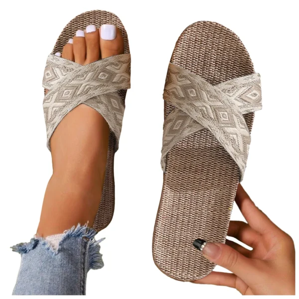 SummerChic™ Fruit-Print Canvas Indoor Heel Slippers - 8 cm cork-heel indoor slippers 2