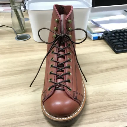 Men’s Handmade Cowhide Leather Motorcycle Boots – Ankle High, Retro Style, Waterproof, Steel Sole 7