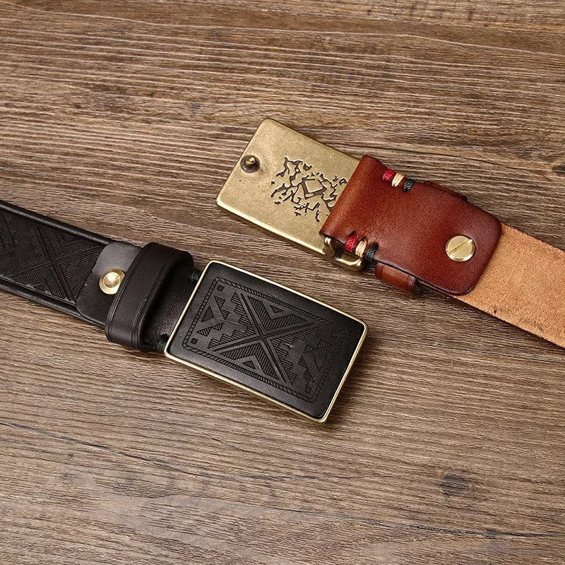 StreetGeo™ Geometric Cowhide Belt - Bold 3.8cm Cowboy Genuine Belt 6