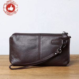 Leather LeisureMan™ Long Clutch Wallet with Genuine Cowhide
