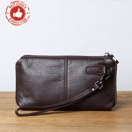 Leather LeisureMan™ Long Clutch Wallet with Genuine Cowhide