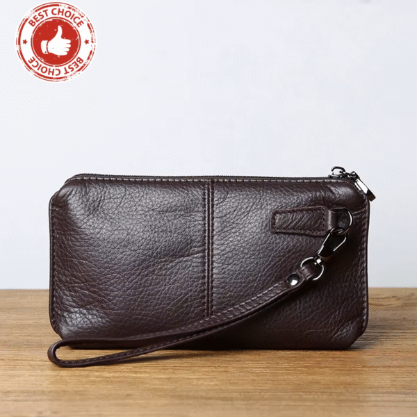 Leather LeisureMan™ Long Clutch Wallet with Genuine Cowhide