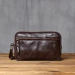 HeritWave™ Vintage Genuine Leather Zip Wallet – Timeless Unisex Cowhide Clutch with Phone Pocket & Wrist Wrap 1