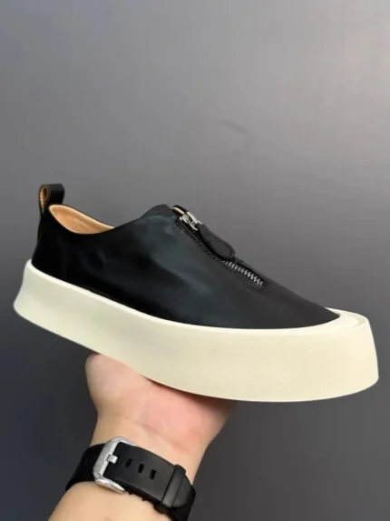 UrbanRise™ Zipper Platform Loafers – Men’s Vintage Leather Skate-Style Sneakers 1
