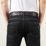 IronRidge™ 3.8CM Double Pin Buckle Belt – 100% Pure Cowhide Leather Men’s Luxury Thick Jeans Waistband 5