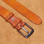 HeritageCraft™ Retro Men Genuine Leather Belt – 3.8cm Wide Cowskin Strap with Classic Metal Pin Buckle 5