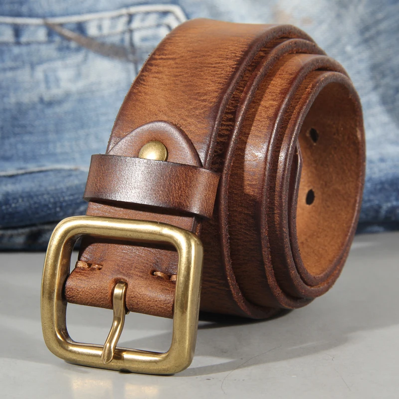 ForgeCraft™ 3.8cm Cowhide Handmade Leather Belt for Men – Retro Copper Buckle Soft Jeans Belt 1 ForgeCraft™ 3.8cm Cowhide Handmade Leather Belt for Men – Retro Copper Buckle Soft Jeans Belt 1