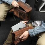 Luxury Unisex Genuine Leather CaféPort™ Vintage Cowhide Tech Clutch 5