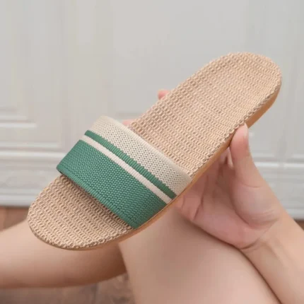 LinoEase™ Women’s Summer Indoor Linen Slippers – Lightweight Anti-Slip Linen Slide Shoes 1
