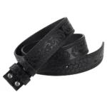 TrailFlora™ 3.8cm Vintage Embossed Split Leather Belt Strap – No-Buckle Floral Design for Men & Women 6
