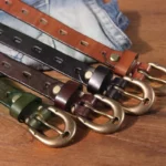 BellaForge™ 100% Cowhide Ultra-Slim Leather Belt – 1.7cm Retro Handmade Casual Strap with Solid Brass Copper Buckle 4