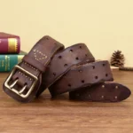 ForgeCrest™ Retro Copper Double Pin Buckle Belt – 100% Pure Cowhide Leather 3.8cm Unisex Jeans Belt 4