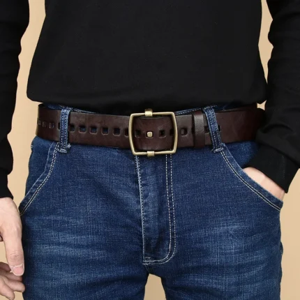 CuirLux™ Men’s Premium 100% Pure Cowhide Belt – Sleek Metal Pin Buckle Waistband for Jeans & Business Casual 2