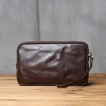 HeritWave™ Vintage Genuine Leather Zip Wallet – Timeless Unisex Cowhide Clutch with Phone Pocket & Wrist Wrap 2