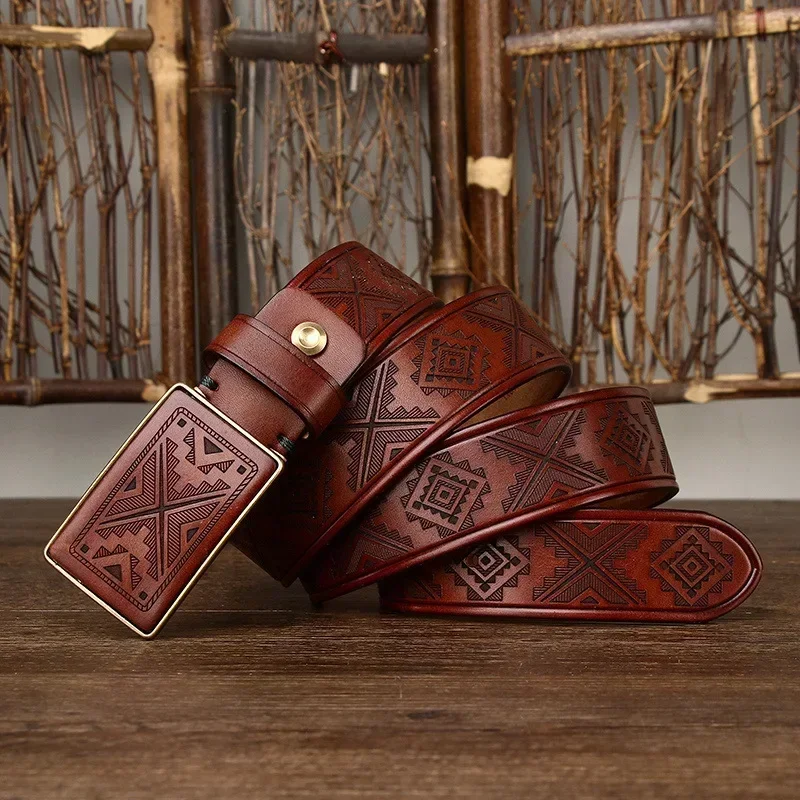 StreetGeo™ Geometric Cowhide Belt - Bold 3.8cm Cowboy Genuine Belt 4