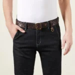 IronRidge™ 3.8CM Double Pin Buckle Belt – 100% Pure Cowhide Leather Men’s Luxury Thick Jeans Waistband 4