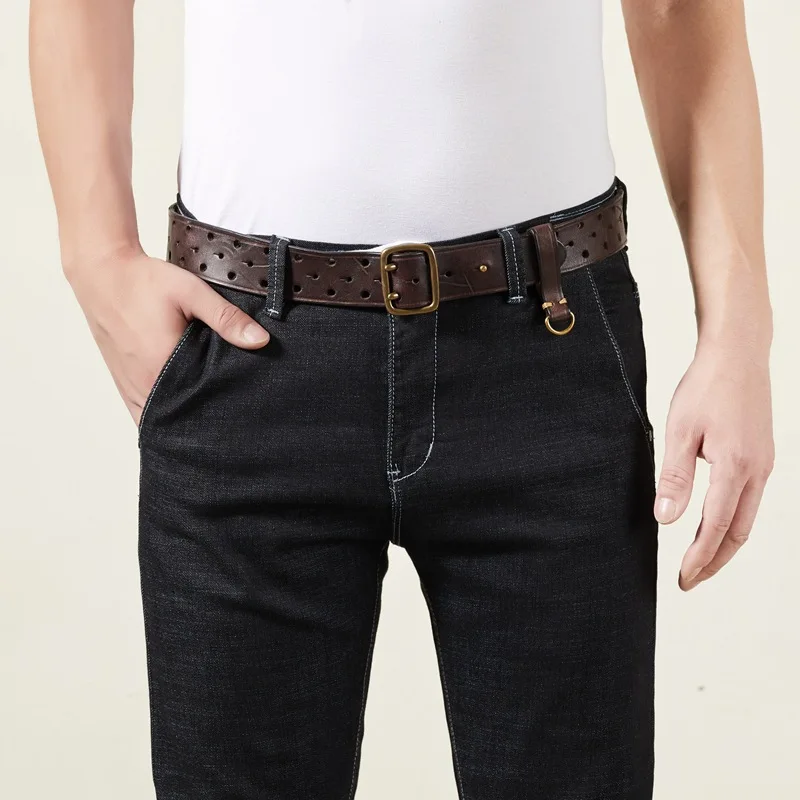 IronRidge™ 3.8CM Double Pin Buckle Belt – 100% Pure Cowhide Leather Men’s Luxury Thick Jeans Waistband 4