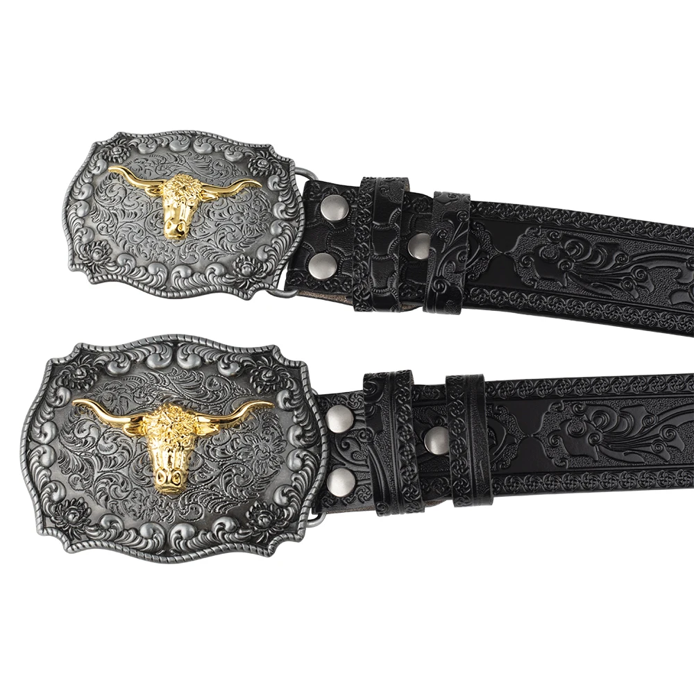 TrailFlora™ 3.8cm Vintage Embossed Split Leather Belt Strap – No-Buckle Floral Design for Men & Women 5