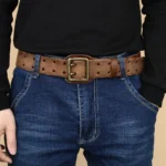 ForgeCrest™ Retro Copper Double Pin Buckle Belt – 100% Pure Cowhide Leather 3.8cm Unisex Jeans Belt 5
