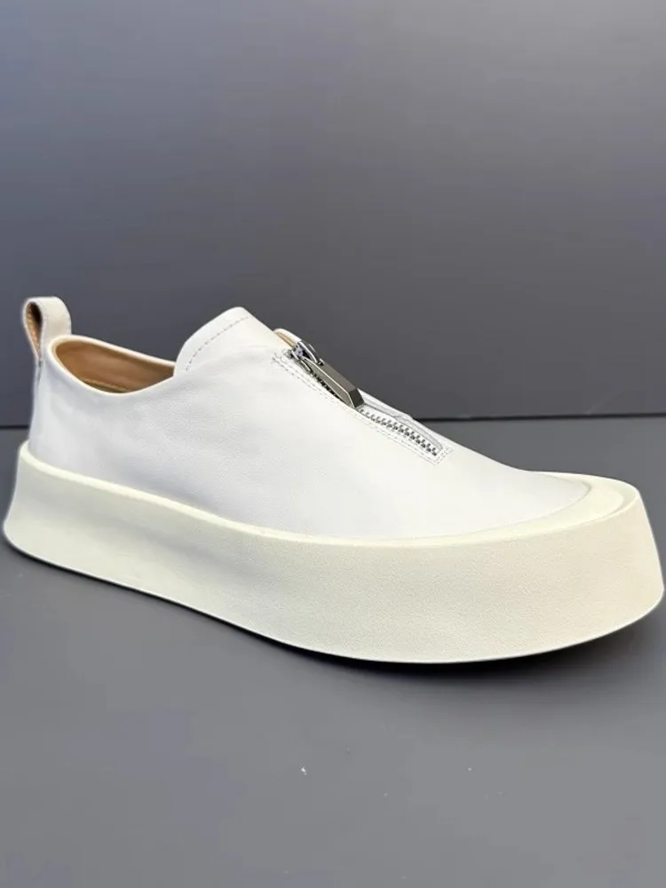 UrbanRise™ Zipper Platform Loafers – Men’s Vintage Leather Skate-Style Sneakers 2