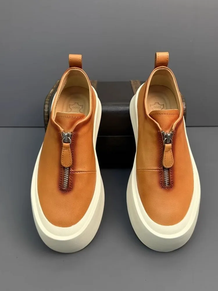 UrbanRise™ Zipper Platform Loafers – Men’s Vintage Leather Skate-Style Sneakers 3
