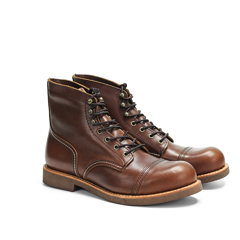 Genuine Leather 8111 Red Punk Heritage Boots – Handmade Cowhide Motorcycle Boots for Men 2