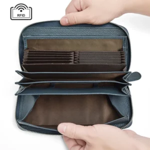 BellaGuard™ RFID-Blocking Lichee Cowhide Long Wallet 1