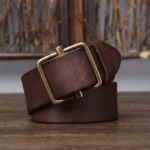NoDrillX™ 100% Pure Genuine Cowhide Leather Belt for Men – 3.8CM Wide Smooth Buckle Cowboy Jeans Waistband 2