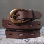 BellaForge™ 100% Cowhide Ultra-Slim Leather Belt – 1.7cm Retro Handmade Casual Strap with Solid Brass Copper Buckle 3