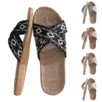 SummerChic™ Fruit-Print Canvas Indoor Heel Slippers - 8 cm cork-heel indoor slippers 4
