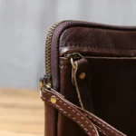 HeritWave™ Vintage Genuine Leather Zip Wallet – Timeless Unisex Cowhide Clutch with Phone Pocket & Wrist Wrap 4