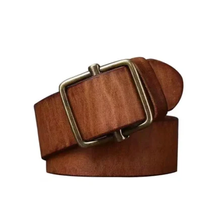 NoDrillX™ 100% Pure Genuine Cowhide Leather Belt for Men – 3.8CM Wide Smooth Buckle Cowboy Jeans Waistband 1