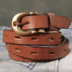 BellaForge™ 100% Cowhide Ultra-Slim Leather Belt – 1.7cm Retro Handmade Casual Strap with Solid Brass Copper Buckle 2