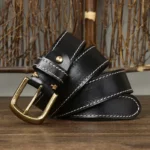 UrbanForge™ Korean Vintage Leather Belt for Men – 3.8CM Pure Cowhide with Brass Buckle, Handmade Fancy Retro Jeans Strap 5