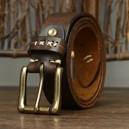 Ultimate 3.8cm LuxeCinch™ Pure Cowhide Leather Belt – Brass Pin Buckle 1