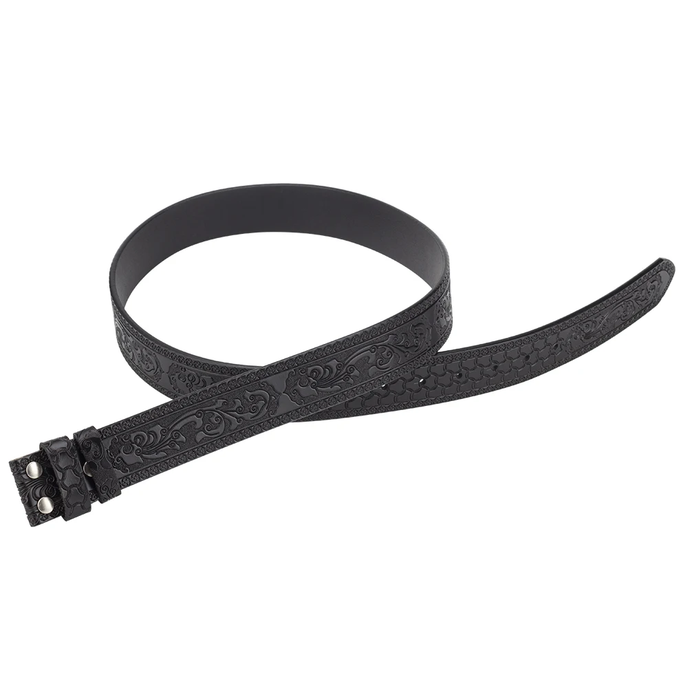 TrailFlora™ 3.8cm Vintage Embossed Split Leather Belt Strap – No-Buckle Floral Design for Men & Women 3