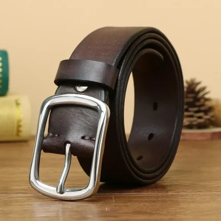StratoForm™ 3.8CM Men's First Layer Genuine Cowhide Belt – Business & Jeans Steel Buckle Leather Strap 2