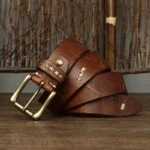 Ultimate 3.8cm LuxeCinch™ Pure Cowhide Leather Belt – Brass Pin Buckle 6